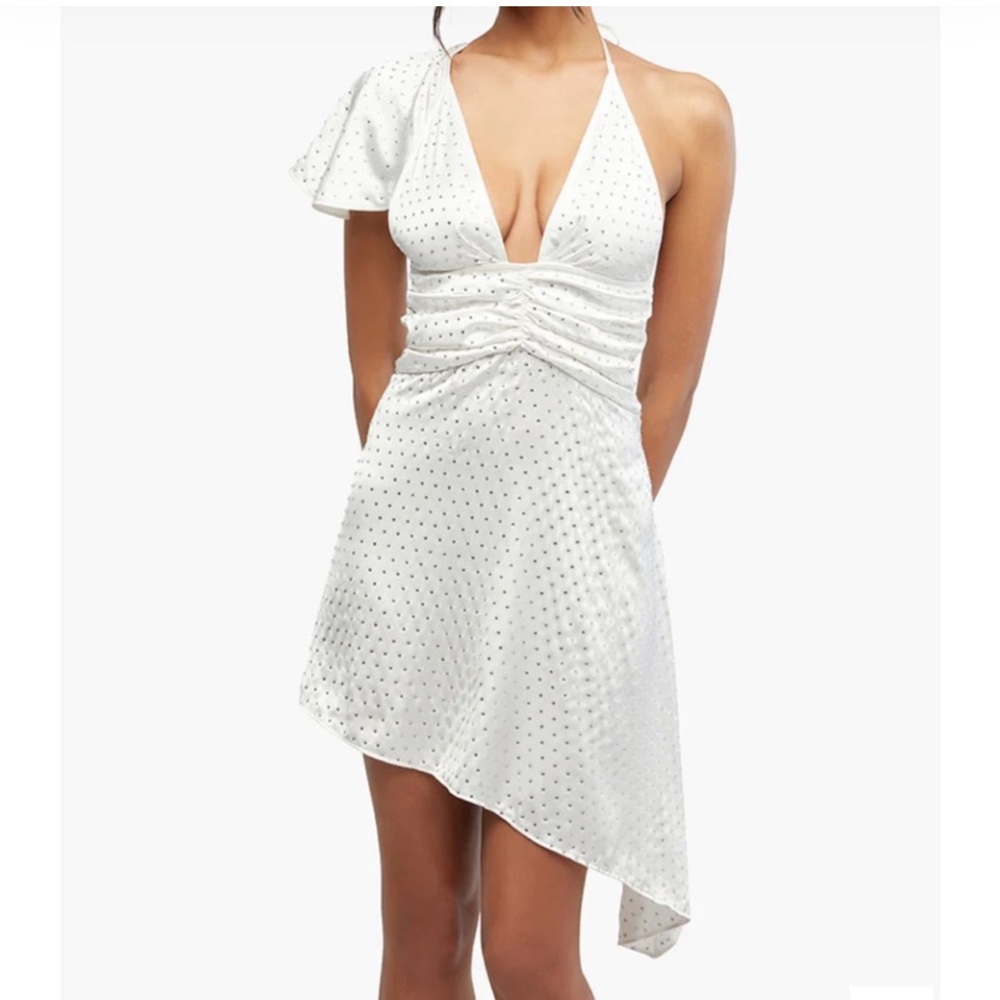 0953. Elegant Asymmetrical Dress with Crystal studs